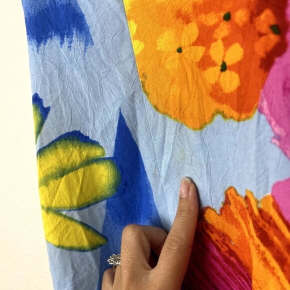 Jams World Hawaii Ravishing Floral V-Neck Rayon Tank Dress Womens Small STAINS - Picture 9 of 11